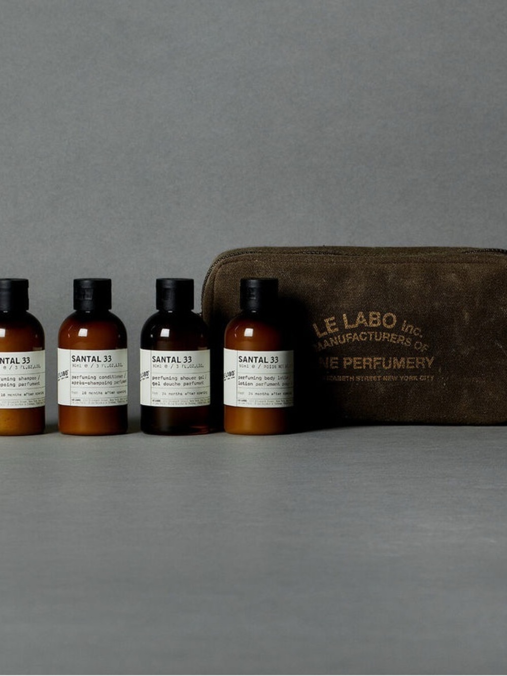 Le Labo Santal 33 Amber Travel Bottles with Branded Canvas Pouch - Brown